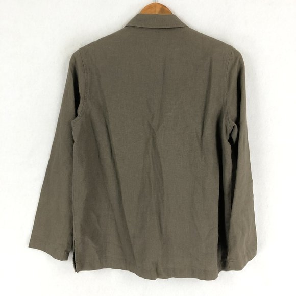 Style & Co Women's Size M/L** Petite Brown Linen Blend Button Front Jacket - Picture 2 of 9
